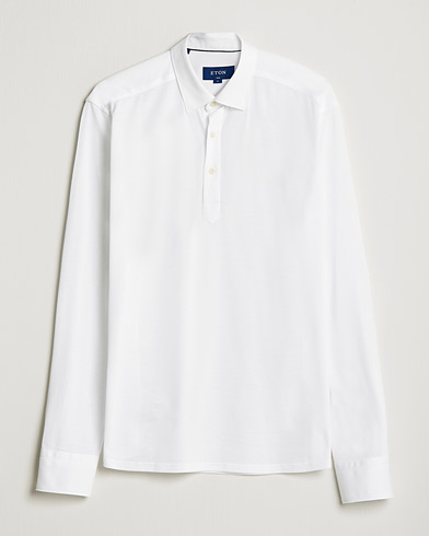 Mies | Business & Beyond | Eton | Slim Fit Cotton Piqué Popover Shirt  White