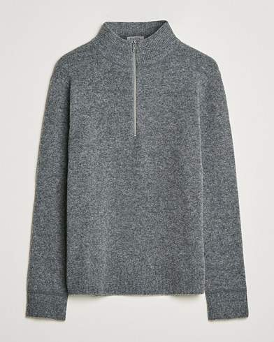Mies | Puserot | Filippa K | Andrew Yak Zip Sweater Mid Grey Melange