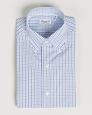 Mies |  | Finamore Napoli | Milano Slim Button Down Shirt Light Blue Check