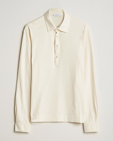 Mies |  | Boglioli | Long Sleeve Polo Shirt Off White