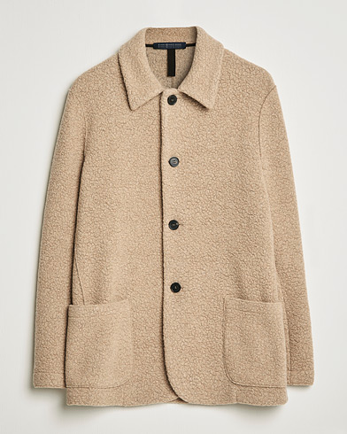 Mies |  | Harris Wharf London | Harrington Wool Boucleè Shirt Jacket Tan