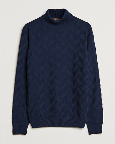 Mies | Business & Beyond | Stenströms | Chunky Merino Structured Rollneck Navy