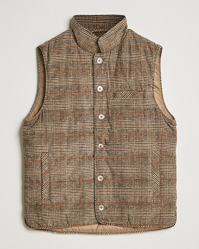 Mies |  | Stenströms | Glencheck Padded Wool Vest Brown