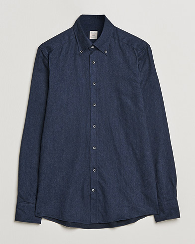 Mies | Kauluspaidat | Stenströms | Slimline Flannel Shirt Dark Blue
