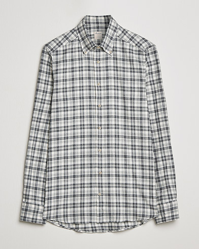 Mies |  | Stenströms | Slimline Checked Flannel Shirt Grey/White