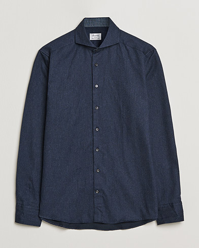Mies | Kauluspaidat | Stenströms | Slimline Contrast Flannel Shirt Navy