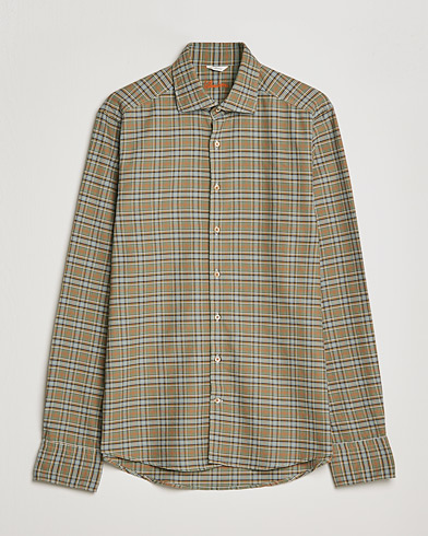 Mies |  | Stenströms | Slimline Cut Away Washed Checked Shirt Green
