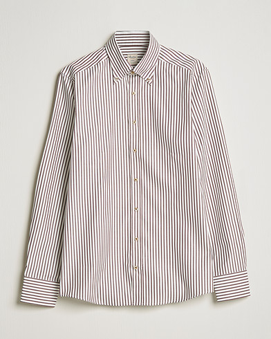 Mies | Rennot | Stenströms | Slimline Striped Pinpoint Oxford Shirt Brown
