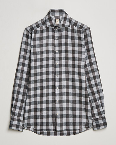 Mies | Business & Beyond | Stenströms | 1899 Slimline Checked Cotton Flannel Shirt Grey