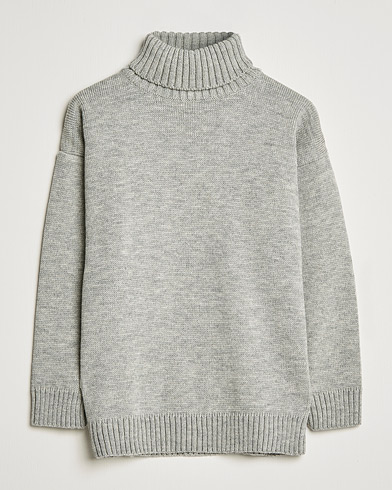 Mies | Best of British | Gloverall | Submariner Chunky Wool Roll Neck Light Grey