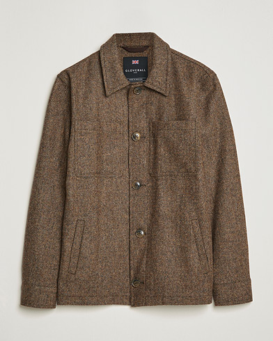 Mies | Best of British | Gloverall | Walter Herringbone Wool Shirt Jacket Tan