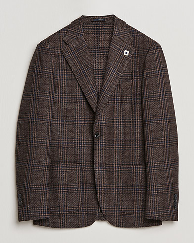 Mies | Pikkutakit | Lardini | Checked Patch Pocket Wool/Silk Blazer Brown