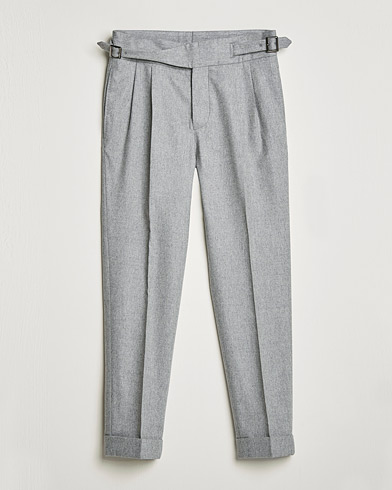 Mies | Flanellihousut | Oscar Jacobson | Gurkha Flannel Trousers Light Grey