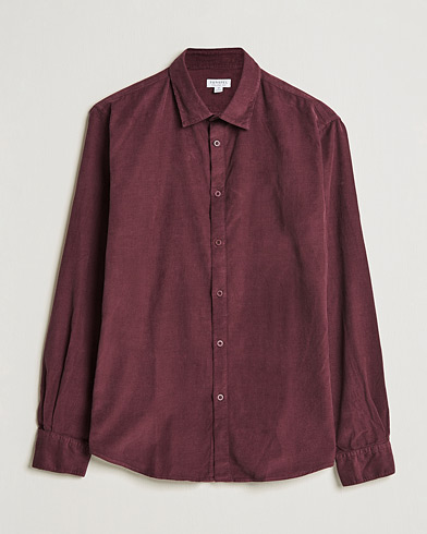 Mies |  | Sunspel | Cotton Baby Cord Shirt Port