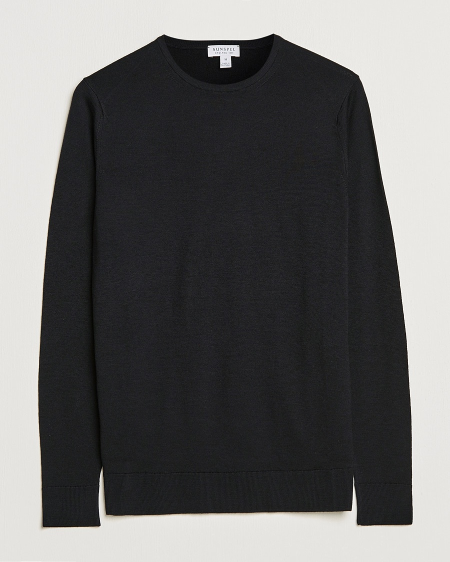 Sunspel Crew Neck Jumper Black – Musta