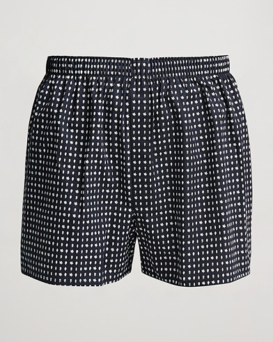 Mies |  | Sunspel | Printed Cotton Boxer Shorts Dark Navy