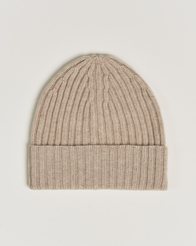 Mies |  | Piacenza Cashmere | Ribbed Cashmere Beanie Light Beige