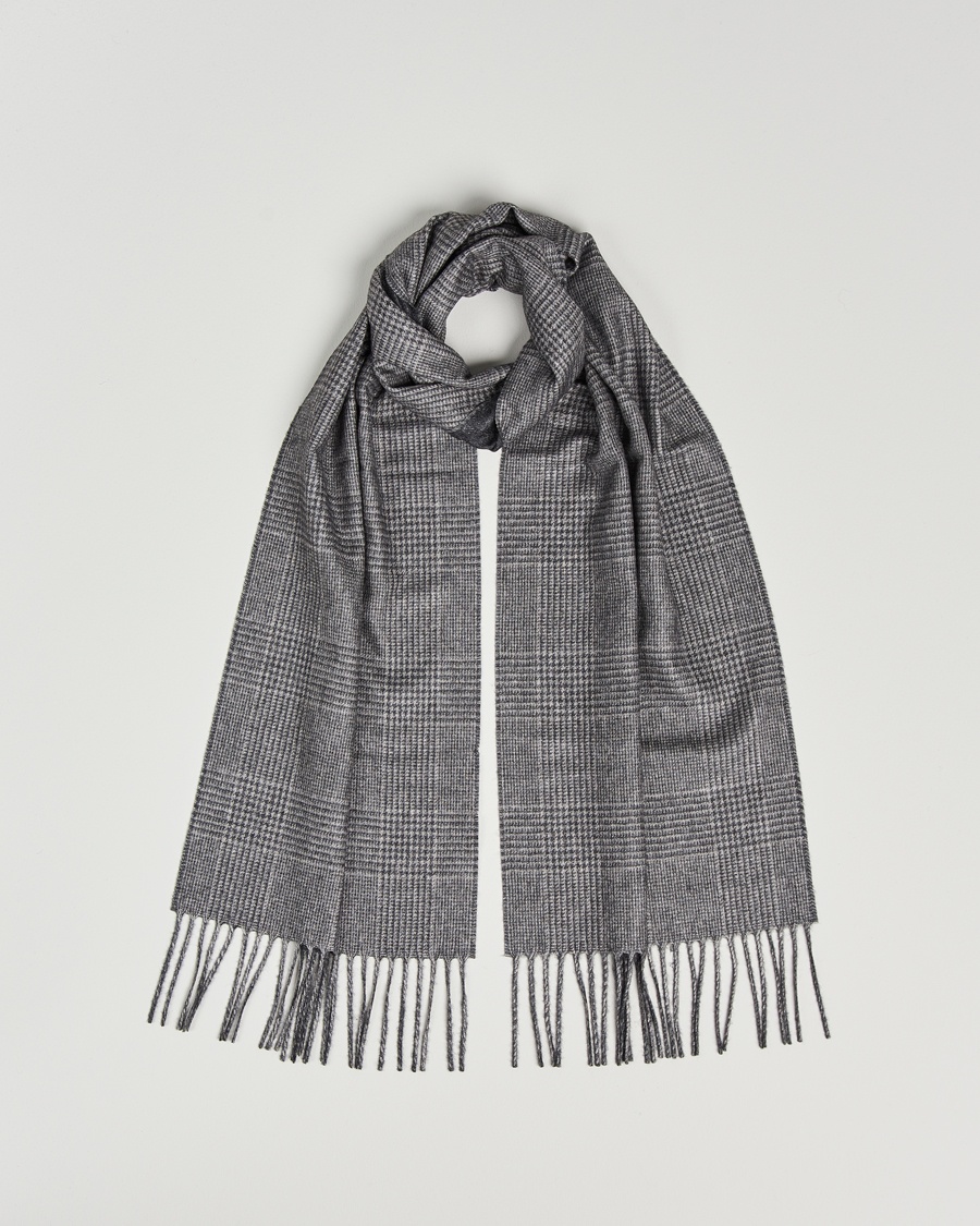 Piacenza Cashmere Cashmere/Silk Glencheck Scarf Light Grey – Harmaa