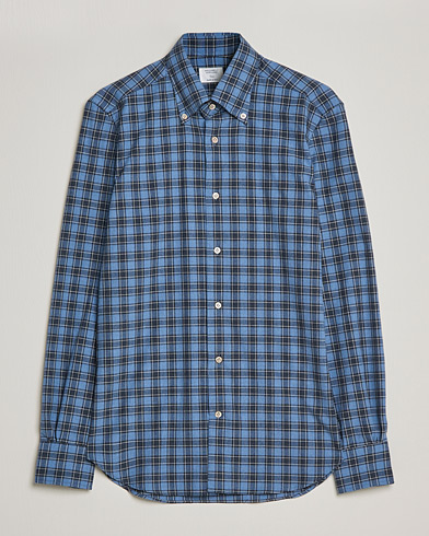 Mies | Flanellipaidat | Mazzarelli | Soft Flannel Shirt Dark Blue