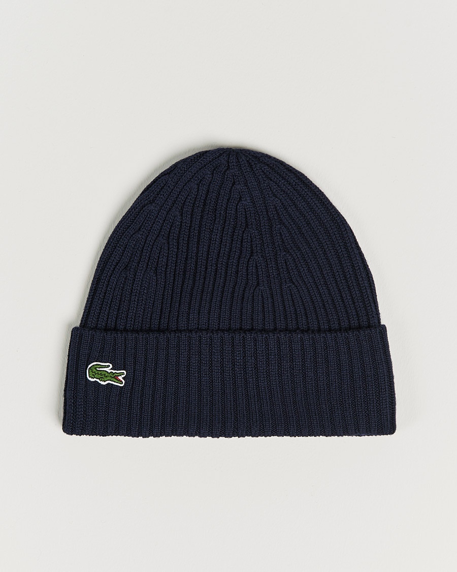 Lacoste Wool Knitted Beanie Navy Blue – Sininen