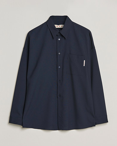 Mies |  | Marni | Tropical Wool Oversize Shirt Navy