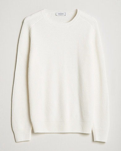 Mies | Puserot | Gran Sasso | Knitted Wool/Cashmere Structure Crewneck Off White