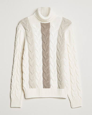 Mies | Poolot | Gran Sasso | Cable Knitted Wool Rollneck Off White