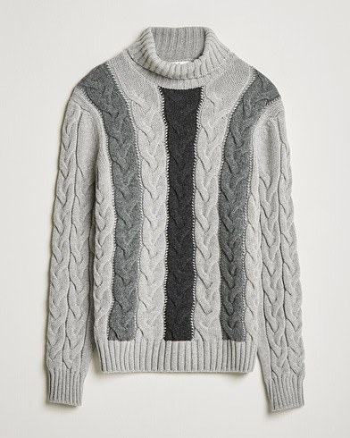 Mies | Puserot | Gran Sasso | Cable Knitted Wool Rollneck Grey