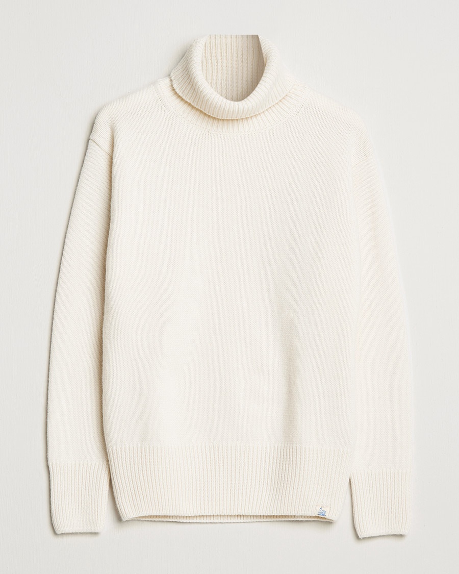 Merz b. Schwanen Merino/Cashmere Knitted Turtleneck Nature – Valkoinen