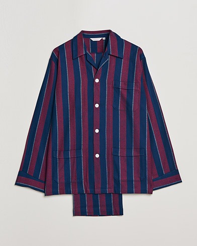 Mies | Yöpuvut | Derek Rose | Brushed Cotton Flanell Striped Pyjama Set Navy