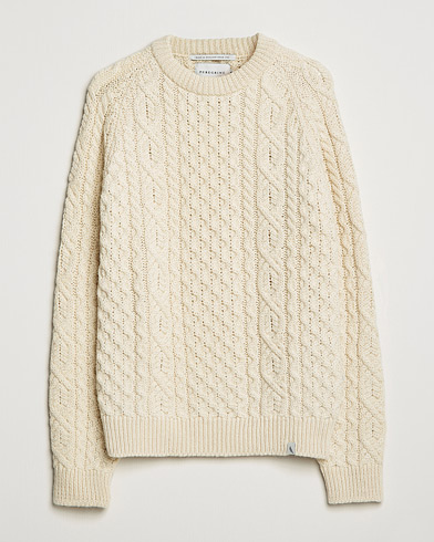 Mies |  | Peregrine | Hudson Wool Aran Knitted Jumper Cream