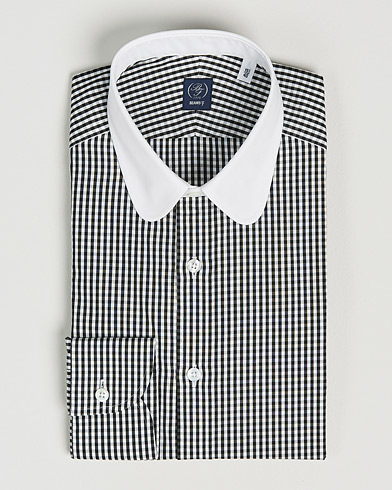 Mies | Bisnespaidat | Beams F | Round Collar Dress Shirt White/Black
