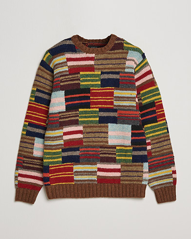 Mies | BEAMS PLUS | BEAMS PLUS | Hand Knit Patchwork Sweater Multi Stripe