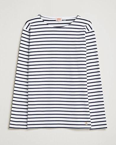 Mies | T-paidat | Armor-lux | Houat Héritage Stripe Long Sleeve T-Shirt White/Navy