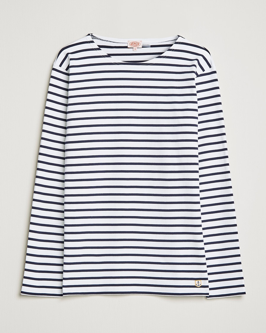 Armor-lux Houat Héritage Stripe Long Sleeve T-Shirt White/Navy – Sininen