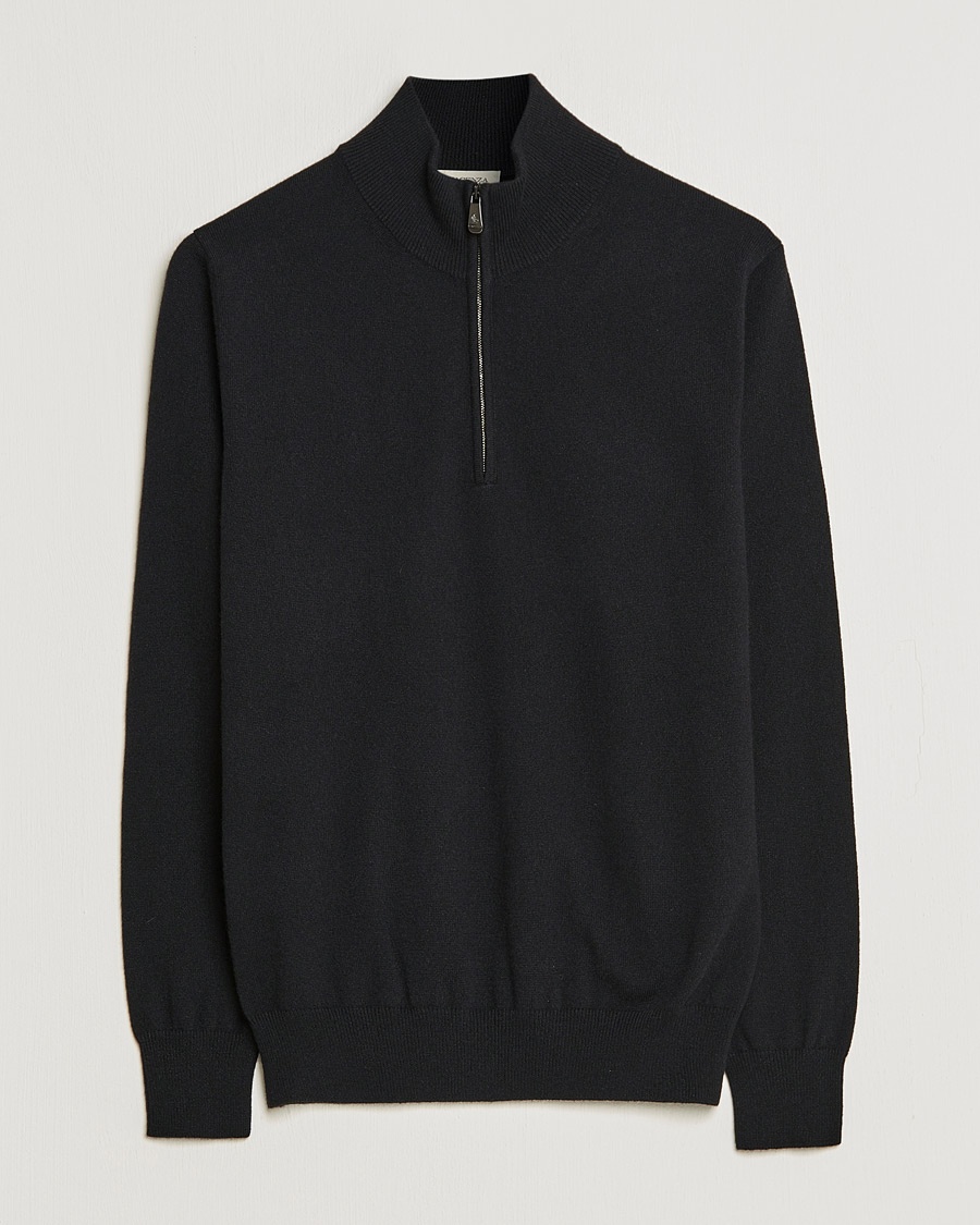 Piacenza Cashmere Cashmere Half Zip Sweater Black – Musta