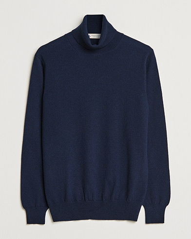Mies | Poolot | Piacenza Cashmere | Cashmere Rollneck Sweater Navy