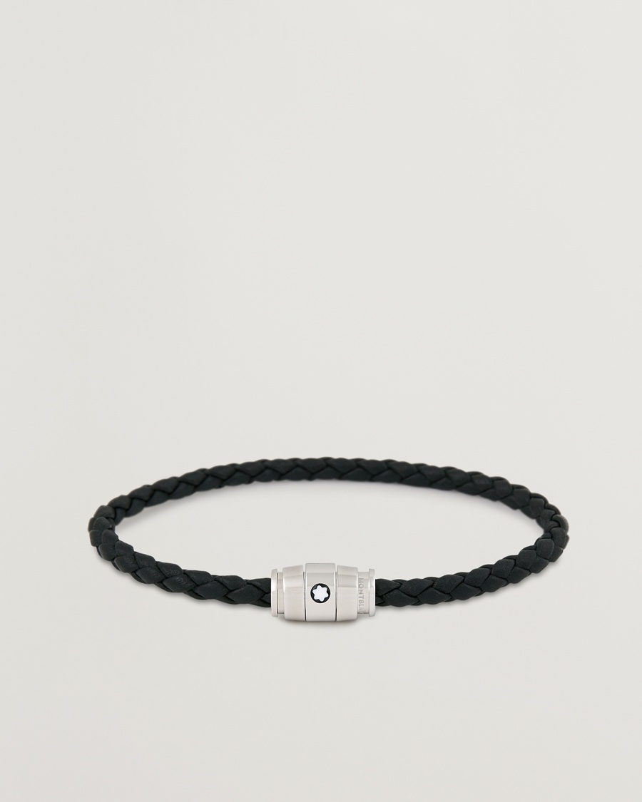 Montblanc Bracelet Steel 3 Rings Leather Black – Musta
