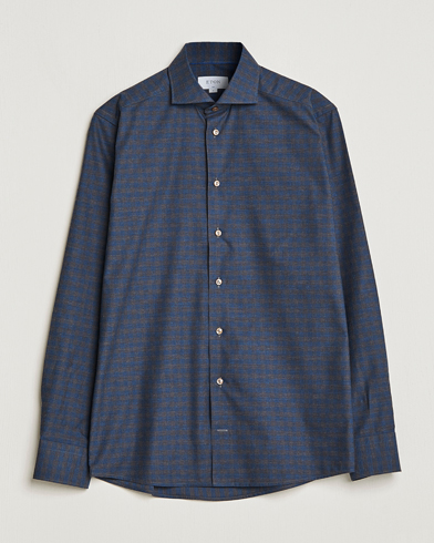 Mies | Vaatteet | Eton | Fine Twill Melange Shirt Navy Blue Checked