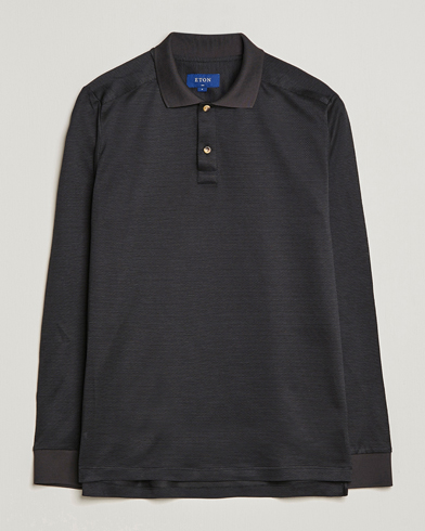 Mies |  | Eton | Knit Jaquard Polo Shirt Black