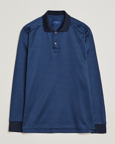 Mies | Uutuudet | Eton | Knit Jaquard Polo Shirt Blue