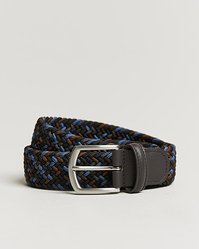 Mies | Anderson's | Anderson's | Stretch Woven 3,5 cm Belt Navy/Brown