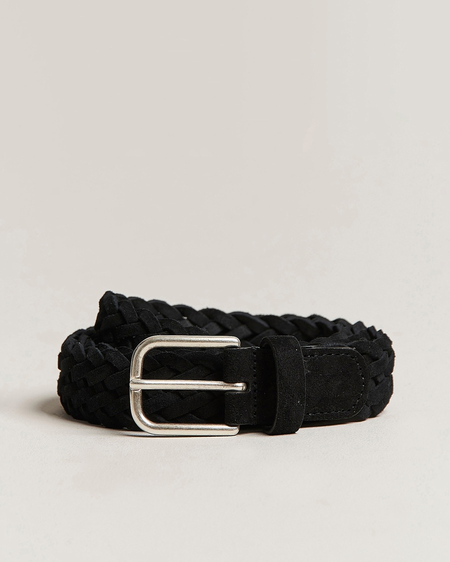 Anderson's Woven Suede Belt 3 cm Black – Musta