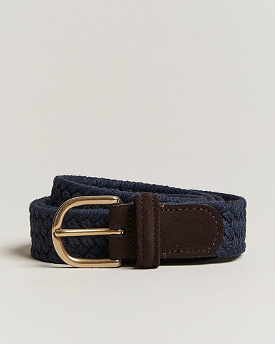 Mies | Italian Department | Anderson's | Braided Cotton Casual Belt 3 cm Navy