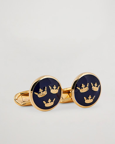 Mies |  | Stenströms | Three Crown Cufflink Navy/Gold