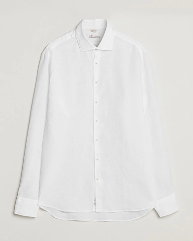 Mies |  | Stenströms | Fitted Body Cut Away Linen Shirt White