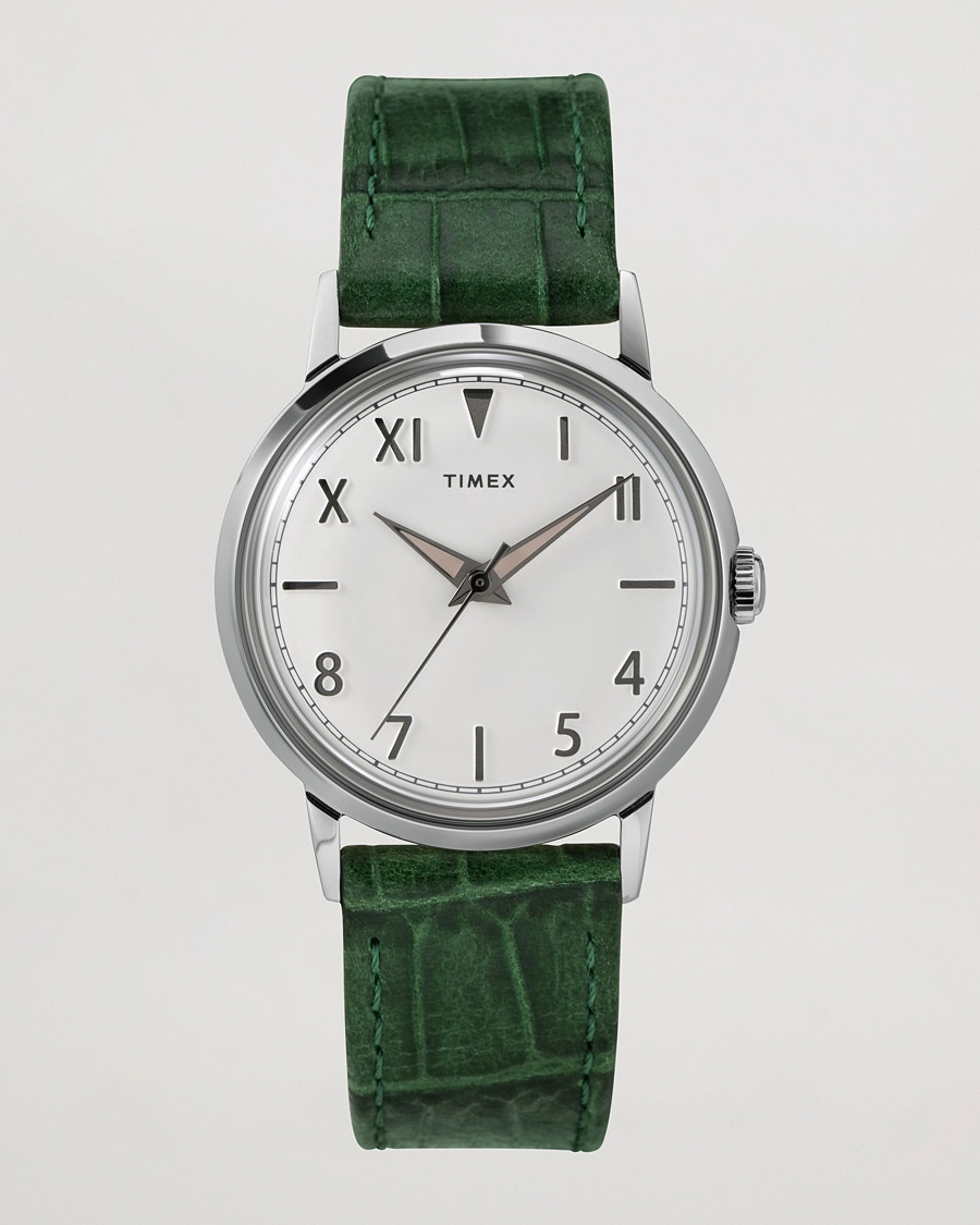 Timex Marlin Hand-Wound 34mm White Dial – Vihreä