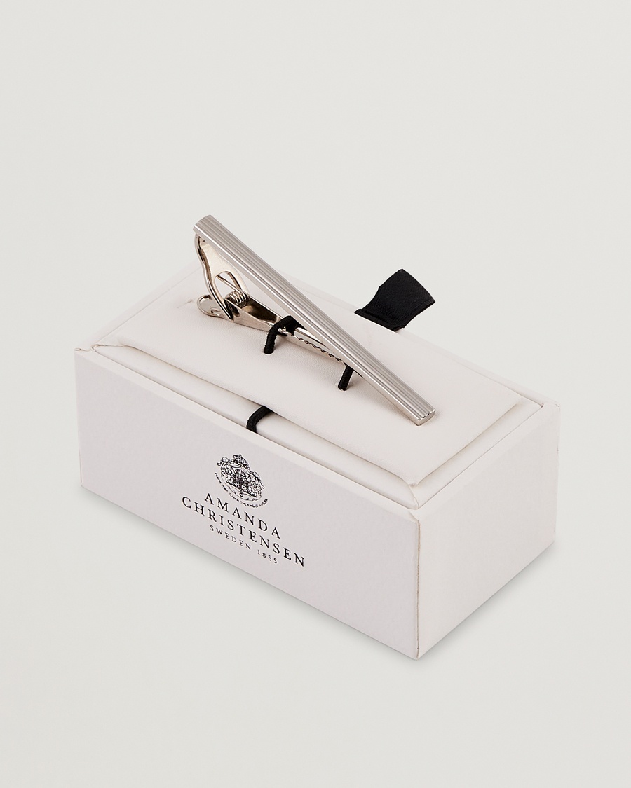 Amanda Christensen Ribbed Tie Clip Silver – Hopea