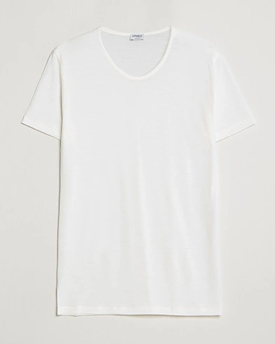 Mies |  | Zimmerli of Switzerland | Wool/Silk Crew Neck T-Shirt Ecru