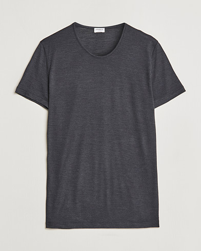 Mies | Zimmerli of Switzerland | Zimmerli of Switzerland | Wool/Silk Crew Neck T-Shirt Charcoal